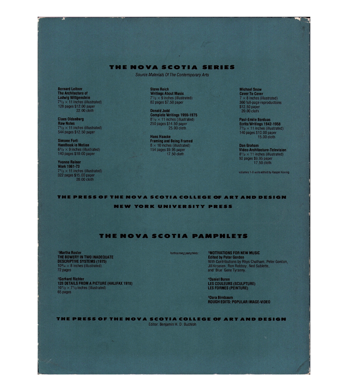 Carl Andre and Hollis Frampton: 12 Dialogues 1962-1963 (Nova Scotia CAD / New York University Press, 1981)