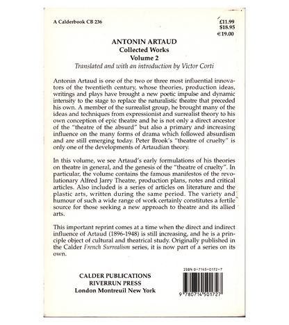 Antonin Artaud: Collected Works Volume 2 (Calder/RiverRun, 1999)