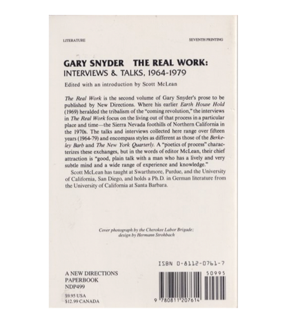 Gary Snyder: The Real Work, Interviews & Talks 1964-1979 (New Directions, 1980)