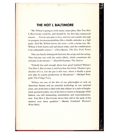 Lanford Wilson: The Hot L Baltimore (Hill & Wang, 1973)